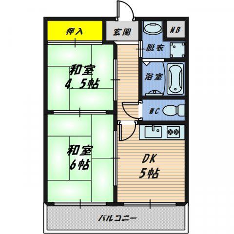 VIVA小山(2DK/2階)の間取り写真