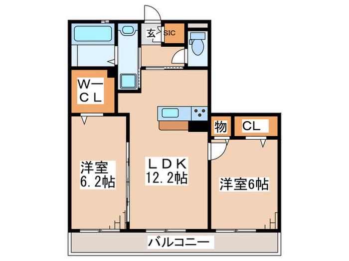 アルシオネ コート(2LDK/3階)の間取り写真