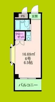 明和ハイツ南江口(ワンルーム/7階)の間取り写真