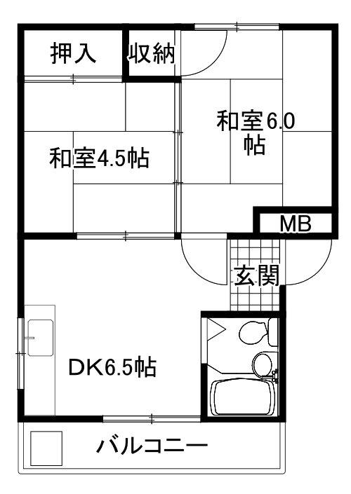 レジデンス江木(2DK/2階)の間取り写真