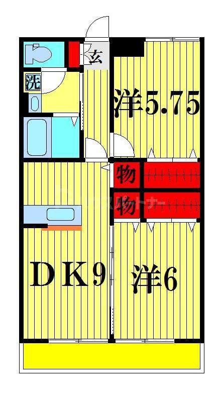 パルテア(2DK/2階)の間取り写真