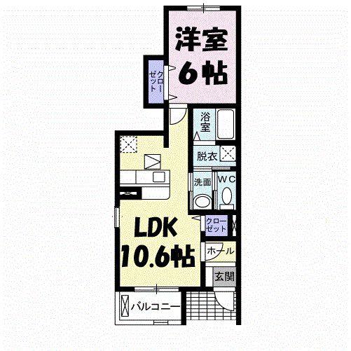 カーサ・エスペランザ 伍番館(1LDK/1階)の間取り写真
