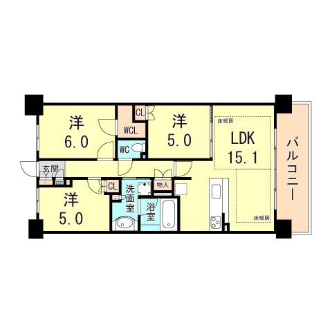 プレイズ尼崎(3LDK/10階)の間取り写真