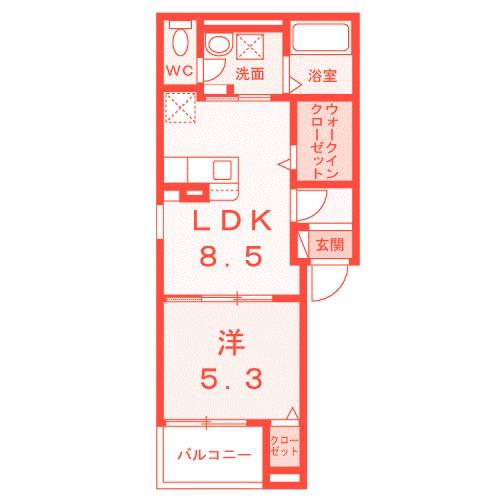 ヴィラ リヴァージュ(1LDK/2階)の間取り写真