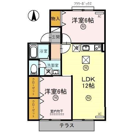 サニーハウス(2LDK/1階)の間取り写真