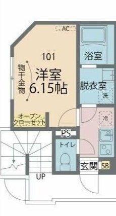 カインドネス稲毛(1K/2階)の間取り写真
