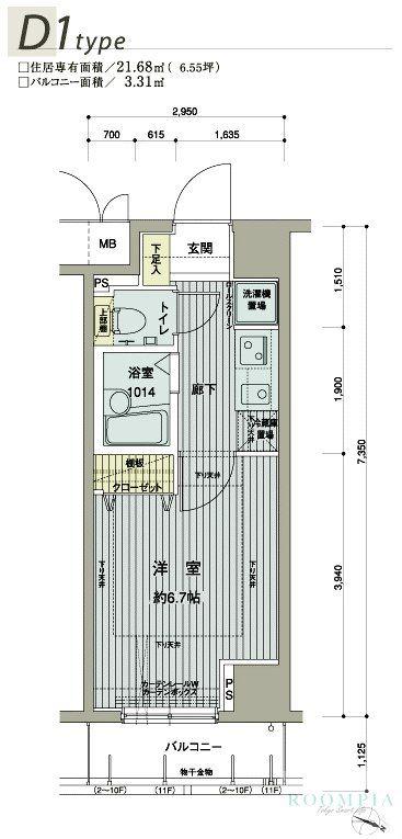 メインステージ西新宿(1K/7階)の間取り写真
