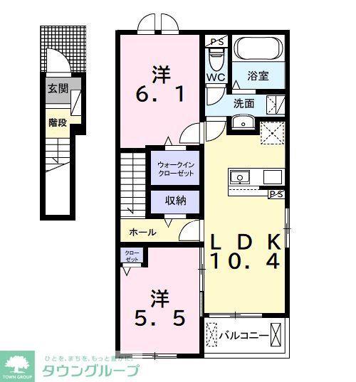 ヒカルサ君津II(2LDK/2階)の間取り写真