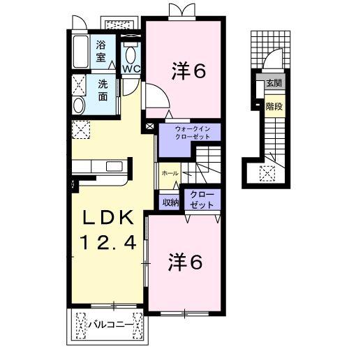 セブン・グロリアスI(2LDK/2階)の間取り写真