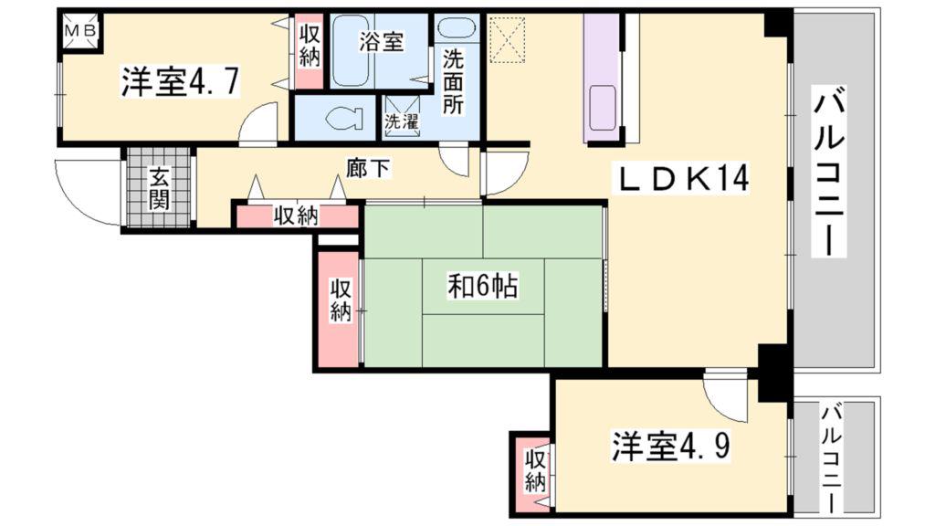 高倉山ハイツ(3LDK/1階)の間取り写真