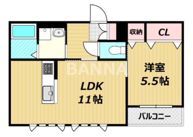 モナドII(1LDK/2階)の間取り写真