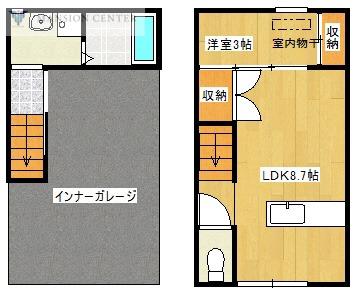 エムガレージ(1LDK/1階)の間取り写真