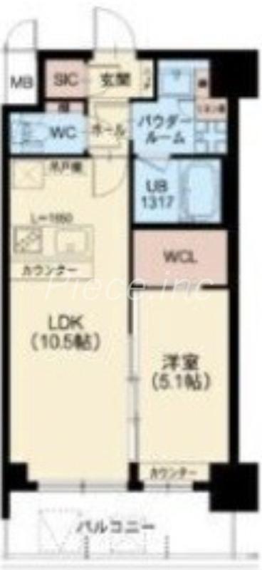 スプランディッド江坂Ⅲ(1LDK/4階)の間取り写真