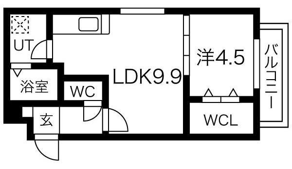 イミュータブル2(1LDK/2階)の間取り写真