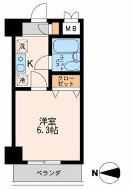 品川中延ステーションレジデンス(1K/6階)の間取り写真