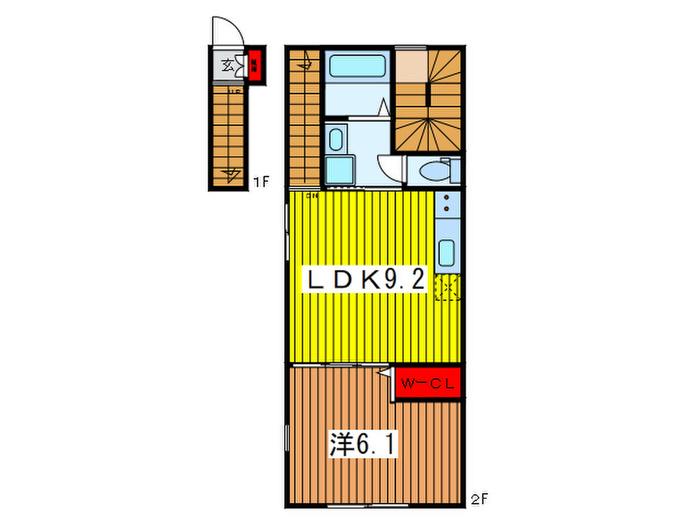 ミハス浦和(1LDK/2階)の間取り写真