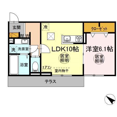 ティアラII(1LDK/1階)の間取り写真
