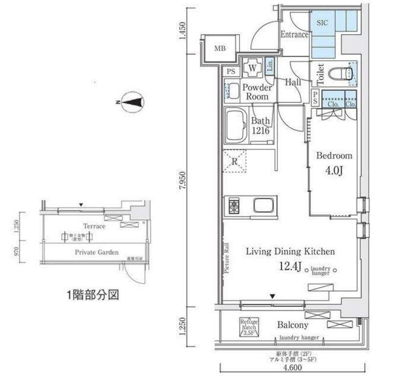 ウエリスアーバン中野坂上(1LDK/5階)の間取り写真