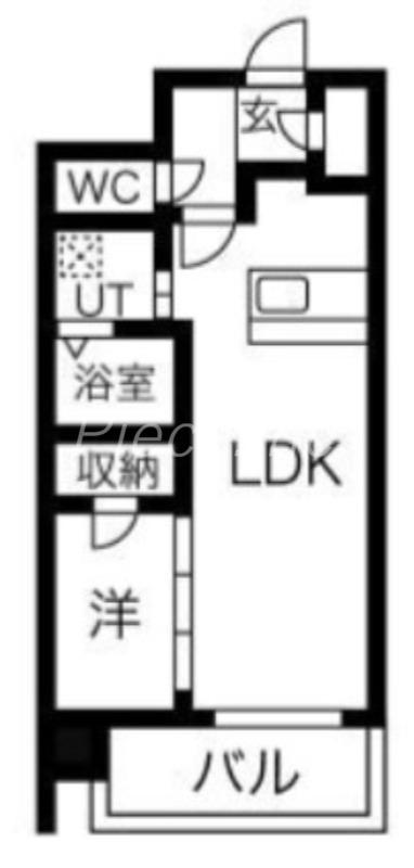 レジュールアッシュ塚本レジデンス(1LDK/9階)の間取り写真