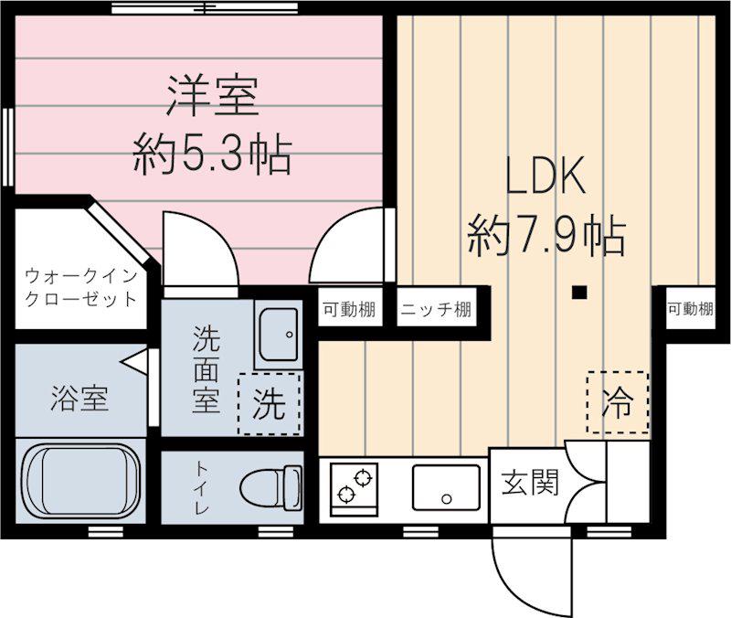 エスポワール上落合(1DK/2階)の間取り写真