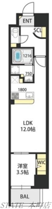 ラフォルム鎗屋町(1LDK/3階)の間取り写真