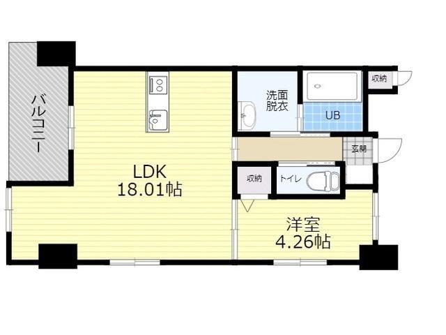 大分駅南Rマンション暁(1LDK/7階)の間取り写真