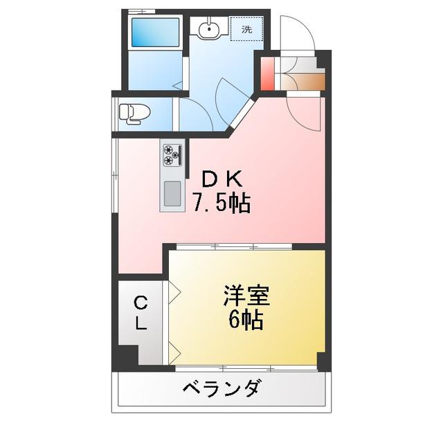 サントクビル(1DK/2階)の間取り写真