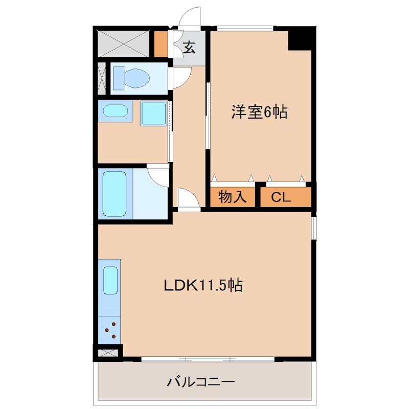 レジーナウエスト武庫之荘(1LDK/4階)の間取り写真