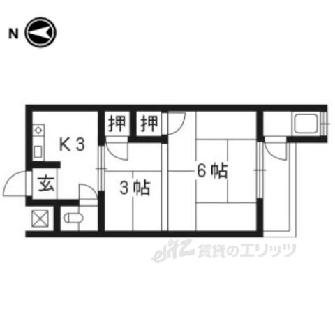 南大入荘(2K/1階)の間取り写真