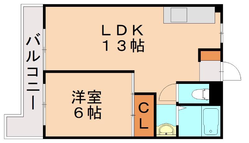 みのるビル(1LDK/4階)の間取り写真