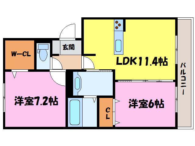 サンビレッジ(2LDK/2階)の間取り写真