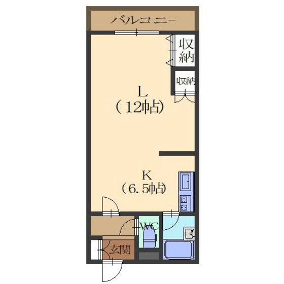 ハイム桔梗I(ワンルーム/4階)の間取り写真