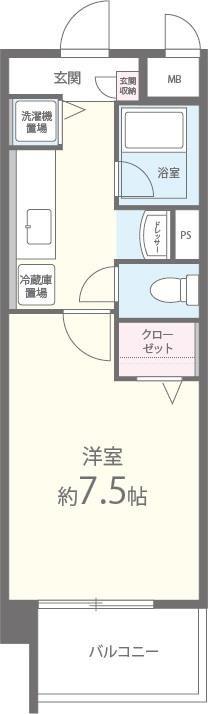 ヴィレイア101(1K/1階)の間取り写真