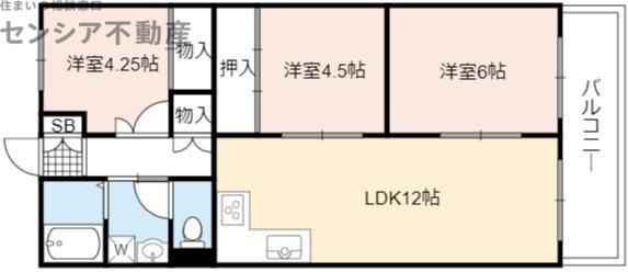 すみれ橋第1コーポ二号棟(3LDK/11階)の間取り写真
