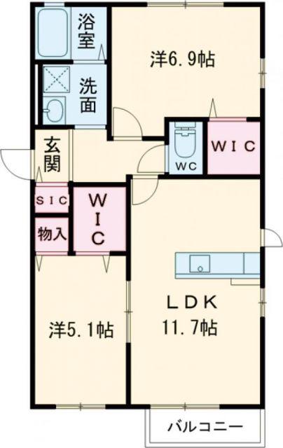 LAULEA I(2LDK/2階)の間取り写真