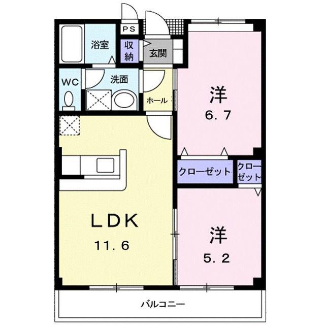 ゴールドガーデン(2LDK/2階)の間取り写真