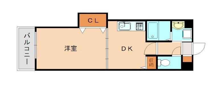 エスポワール高宮(1DK/3階)の間取り写真