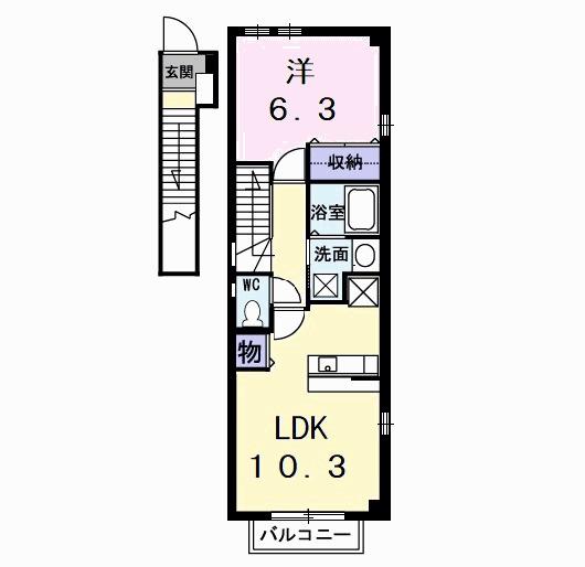 フリーデWAGO(1LDK/2階)の間取り写真