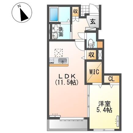 サリエンテ(1LDK/1階)の間取り写真