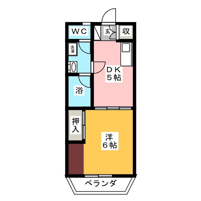 ファミールおがわ(1DK/1階)の間取り写真