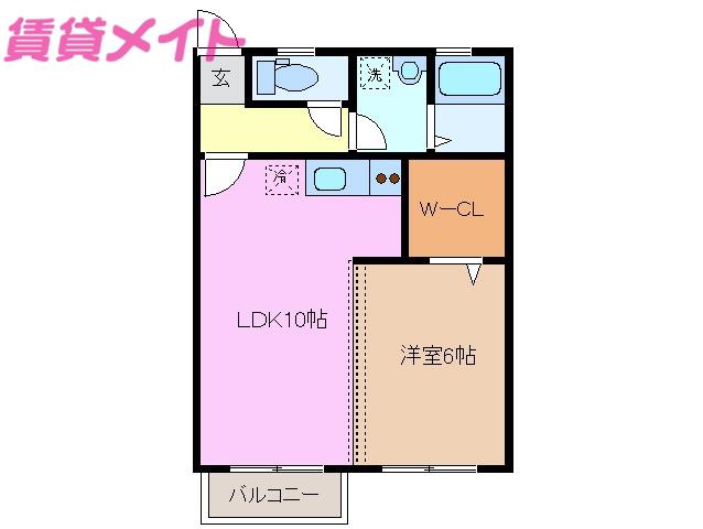 パインヒルズ(1LDK/2階)の間取り写真