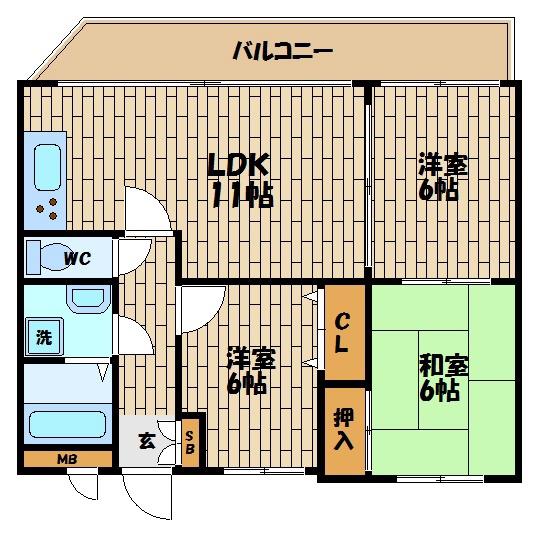 グランデール21(3LDK/3階)の間取り写真