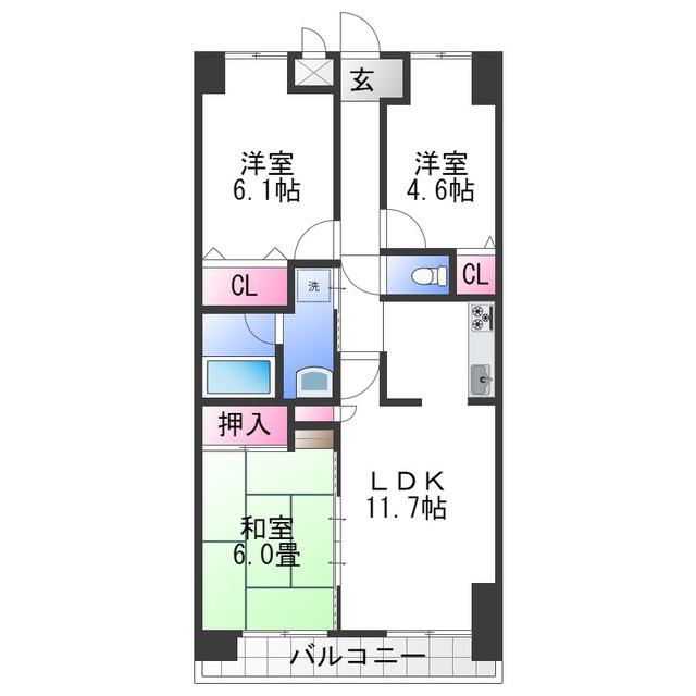 スペリオシティ泉北深井I(3LDK/7階)の間取り写真
