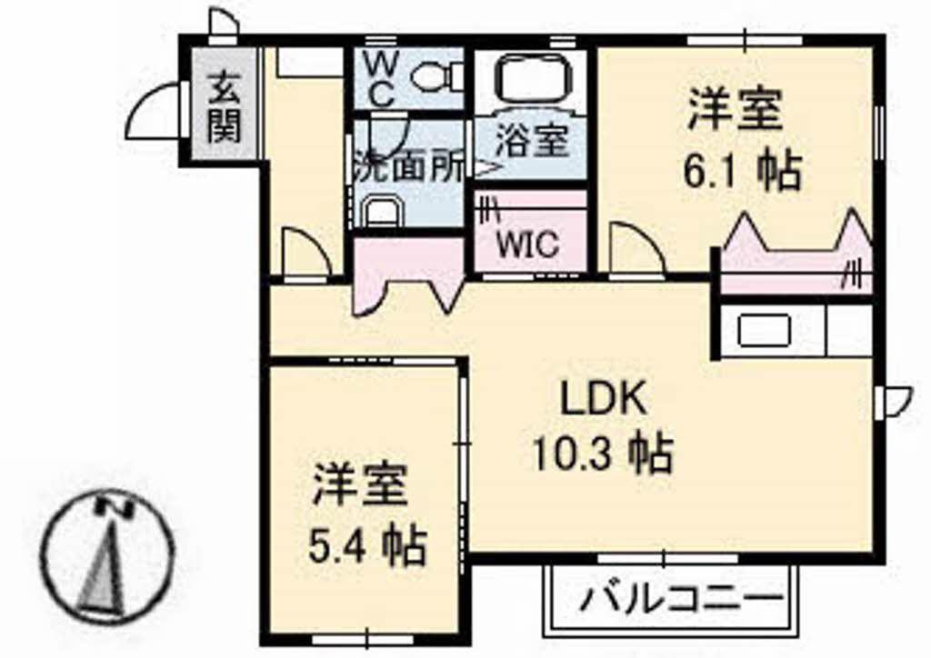 グランシードM・SA棟(2LDK/1階)の間取り写真