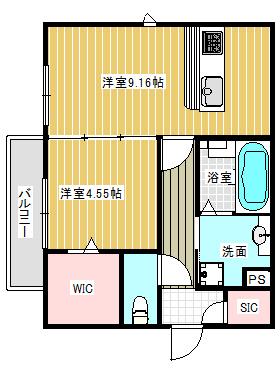 SURFINIA堅田(1LDK/1階)の間取り写真