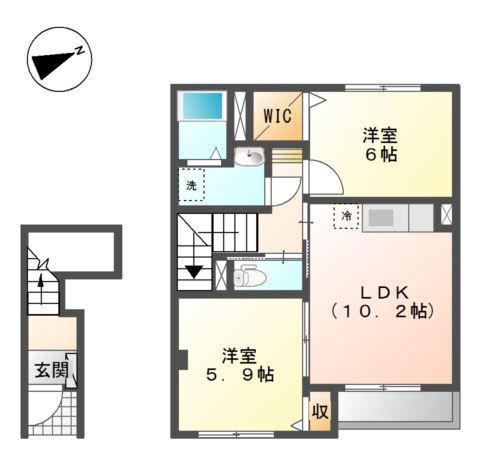 GRAND PURE(2LDK/2階)の間取り写真