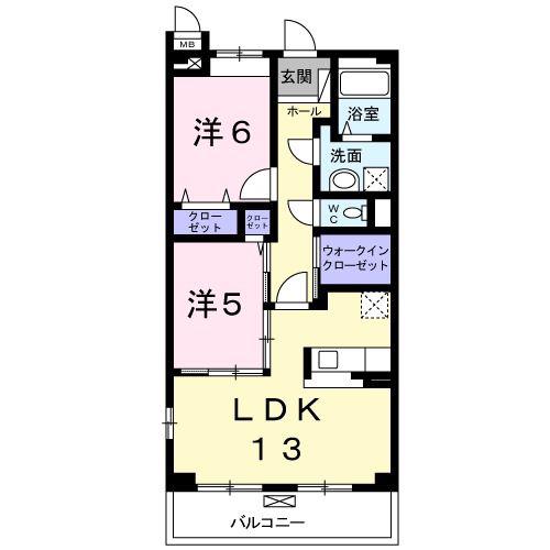 グレイト水広下(2LDK/1階)の間取り写真