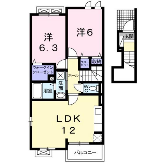 ジェルメ47C(2LDK/2階)の間取り写真