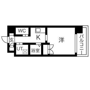 マンスフィールド桃谷(1K/2階)の間取り写真