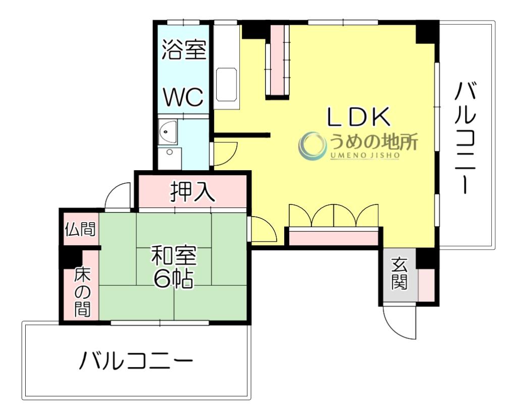 三共第2ビル(1LDK/6階)の間取り写真